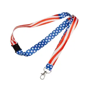 Red, white and blue striped lanyard with swivel snap hook
