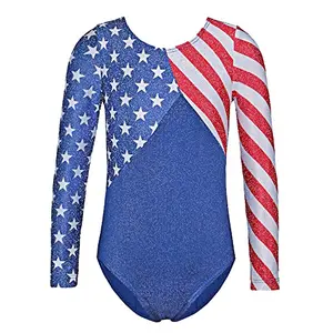 TFJH E leotard with red stripe and USA flag pattern