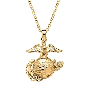 Gold-plated Marine Corps pendant necklace on chain