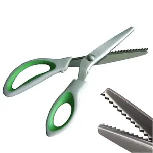 JISTL green pinking shears with zigzag cut pattern