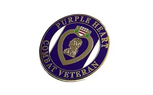 PPM Brands lapel pin featuring Purple Heart and combat veteran text