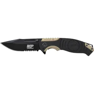 Smith & Wesson M&P folding knife with black and tan handle
