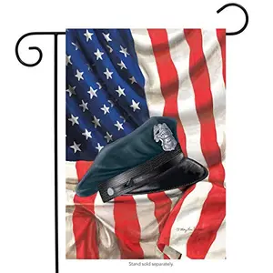 Briarwood Lane police hat garden flag with American flag design on polyester