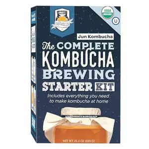 Fermentaholics Jun kombucha starter kit with organic SCOBY, green tea, and honey