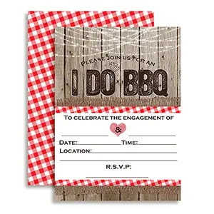 Amanda Creation I Do BBQ engagement invitations with red gingham