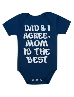 Tstars navy baby bodysuit with 'Mom Is the Best' message