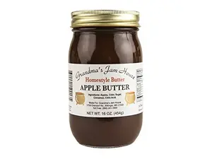19-ounce pint jar of Grandma's Jam House Homestyle Apple Butter with a classic label.