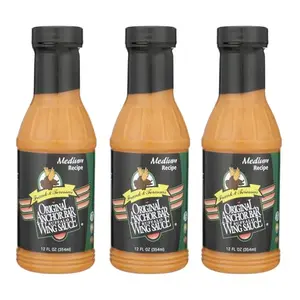 Three bottles of Anchor Bar Original Buffalo Wing Sauce Medium recipe