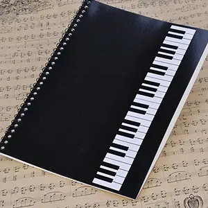 PUNK music notebook with piano keyboard cover design in black