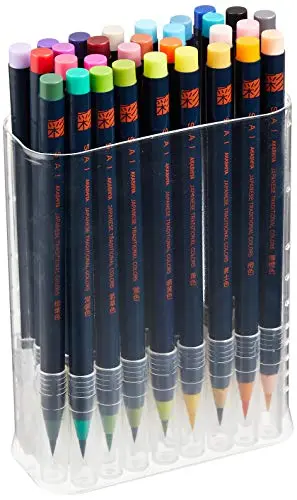 Akashiya watercolor brush pen set with 30 traditional Japanese colors