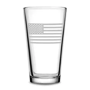 Integrity Bottles hand-etched American flag pint glass