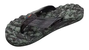Rainbow Sandals Men's Holoholo in black green with dynamic density rubber sole and PU leather strap