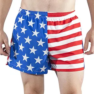 BOA men's v-notch running shorts with American flag design