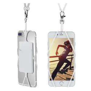 Gear Beast clear silicone phone lanyard with card pocket and black neck strap