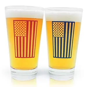 American flag pint glasses set of 2 by Beer City Glass
