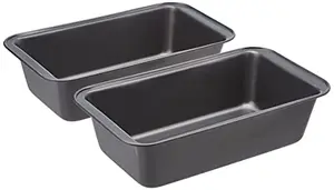 Amazon Basics Rectangular Nonstick Bread Loaf Pan set of 2 gray