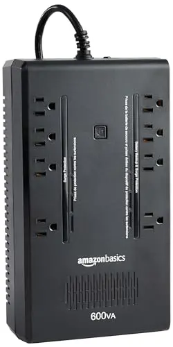 Amazon Basics 600VA UPS with 8 outlets, compact design