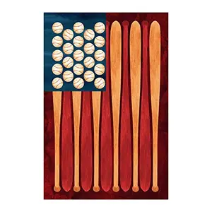 Morigins patriotic garden flag with baseball bat and ball design
