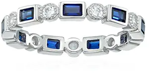 Platinum plated eternity band featuring created sapphire and cubic zirconia accents