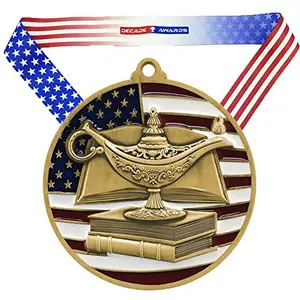 Decade Awards Custom Engraved Patriotic Academic Medal with American flag ribbon