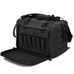 REEBOW TACTICAL Deluxe Pistol Range Duffle Bag in black with multiple compartments