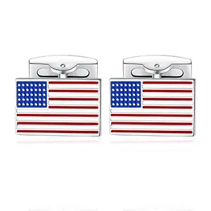 HONEY BEAR rectangular American flag cufflinks