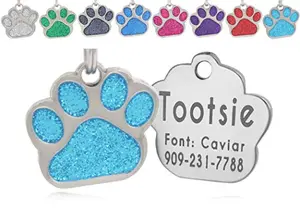 io tags glitter turquoise round dog tag