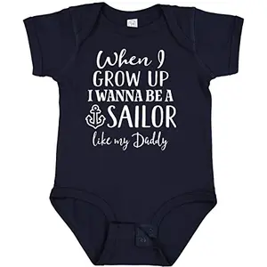 inktastic Future Sailor Like Daddy Baby Bodysuit in navy blue with sailor-themed text