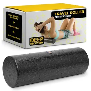 Deep Recovery 12-inch black foam roller for back pain and muscle massage