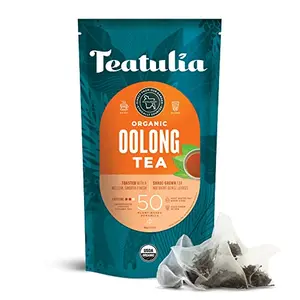 Teatulia Organic Oolong Tea Bags package with pyramid sachets