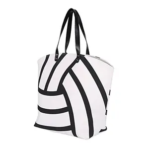 Large volleyball tote bag with leather handles