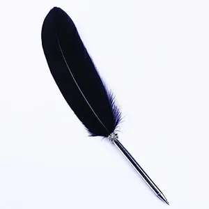 OPENDGO natural swan feather ballpoint quill pen with black ink for 1776 writing