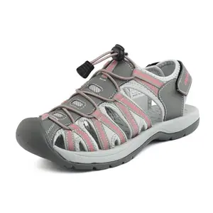 DREAM PAIRS Womens Closed Toe Hiking Sandals Grey Coral