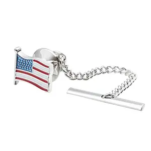 HAWSON American Flag tie tack with chain on a gift box