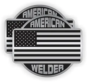 American Welder stickers on a welding hood