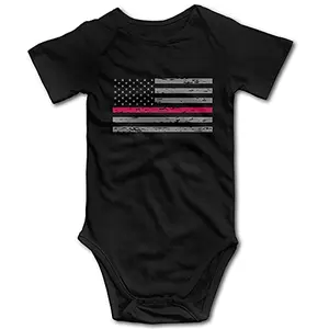 NEWBABY Thin Red Line American Flag firefighter baby bodysuit