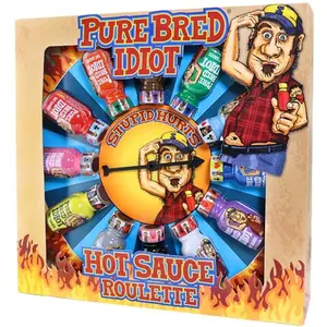 Pure Bred Idiot Hot Sauce Roulette game with 12 mini bottles