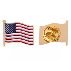 Single waving American flag enamel lapel pin, officially licensed for a classic patriotic look