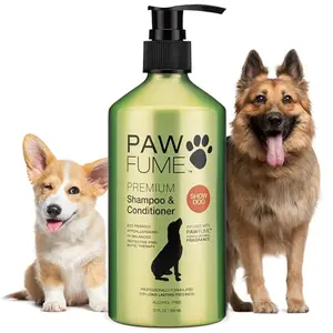PAWFUME dog shampoo and conditioner bottle with pump dispenser