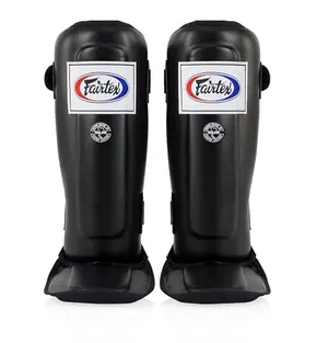 Fairtex SP3 Muay Thai Shin Guards in black, medium size