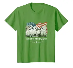 Distressed vintage Mount Rushmore and American flag t-shirt