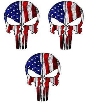 USA Skull stickers on a hard hat