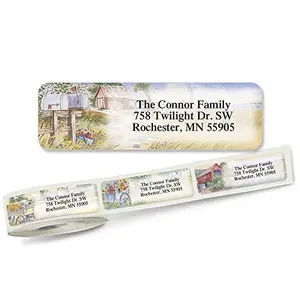 Colorful Images American Countryside rolled return address labels with acrylic dispenser