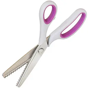 Long Ying gray purple pinking shears with serrated 5mm blade