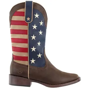 ROPER Women's American Patriotic Square Toe Casual Boots featuring faux leather and pull-on entry