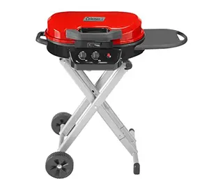 Coleman RoadTrip 225 portable propane grill in red with two burners
