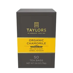 Taylors of Harrogate Organic Chamomile Tea box with 50 tea bags