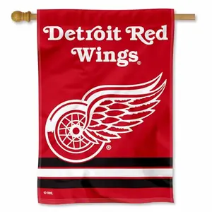 Detroit Red Wings two sided house flag hanging on a porch pole