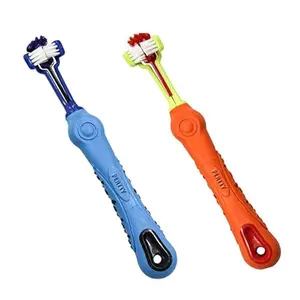 Orgrimmar three-sided dog toothbrush with rubber handle