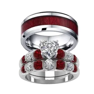 Loversring his and hers wedding ring set, white gold plated